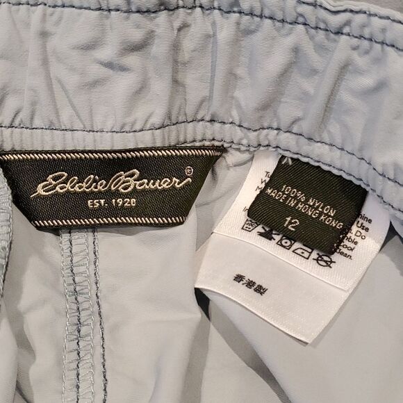 Eddie Bauer Sz 12 Womens Lt Blue Nylon Zip Ankle Capri Crop Pants 124 - Picture 7 of 7